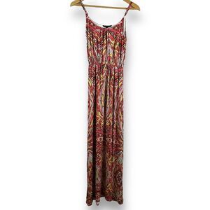 Felicity & Coco Women's S Empire Waist Maxi‎ Dress Tropical Abstract Maximalist